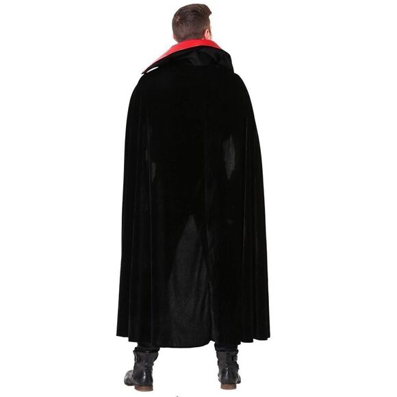 Halloween costumes Adult Red Vampire Cloak Costume Veluor One Size Satin Collar - Picture 2 of 16